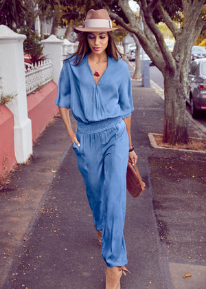 Chambray Jumpsuit - Light Wash - thumbnail-1