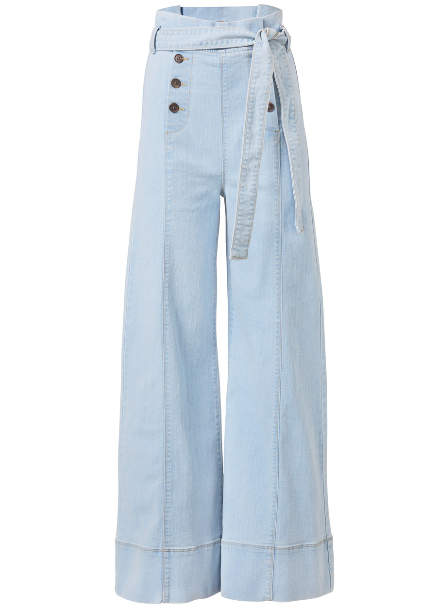 Flare Leg High Waist Jeans - Light Wash