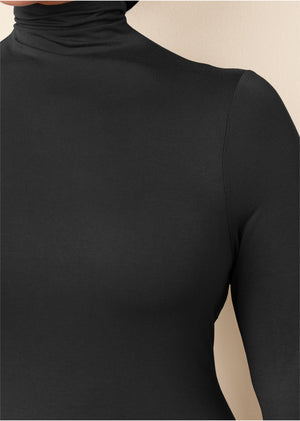 Long Sleeve Ruched Dress - Black - thumbnail-12