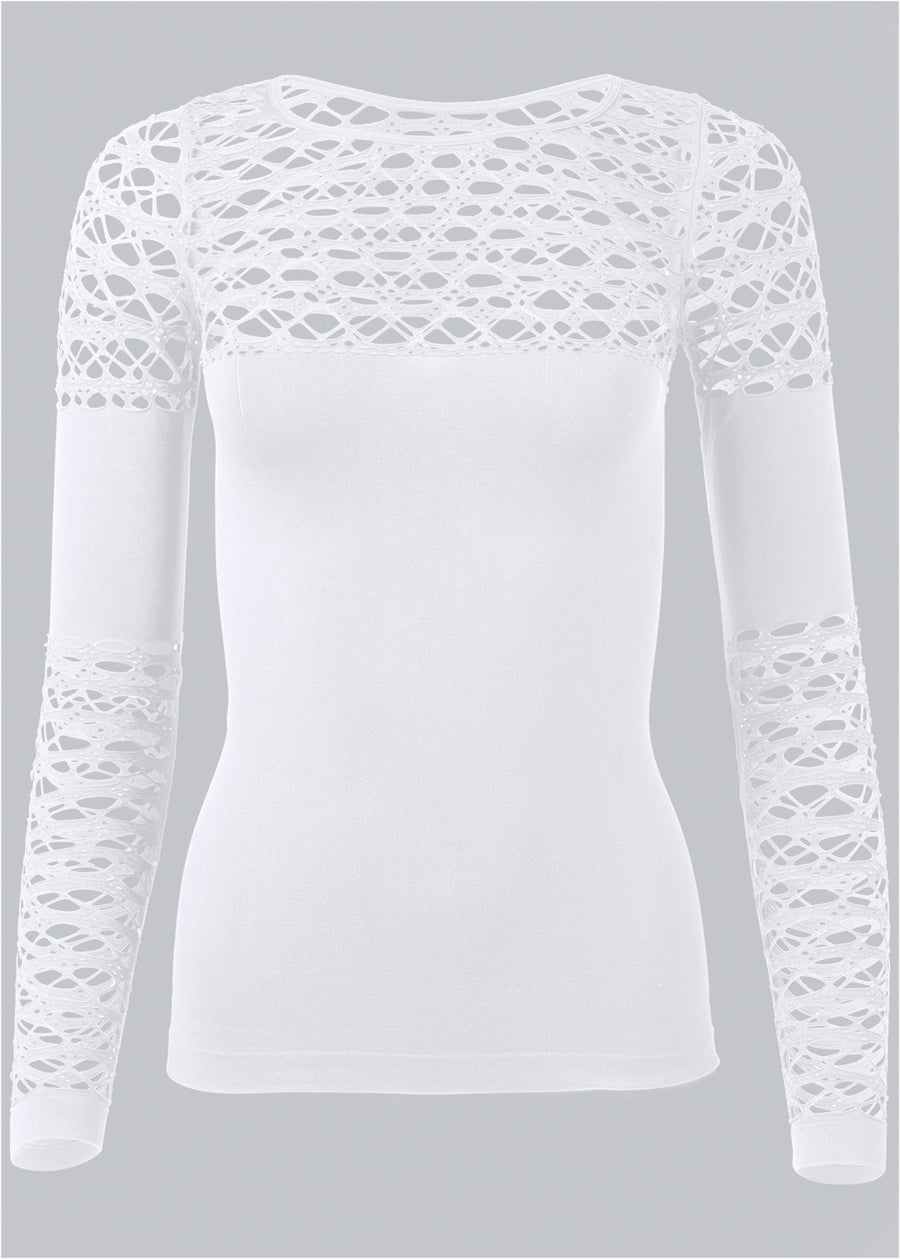 Seamless Fitted Cutout Top - White