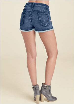 Jessica Cutoff Denim Shorts - Medium Wash - thumbnail-2