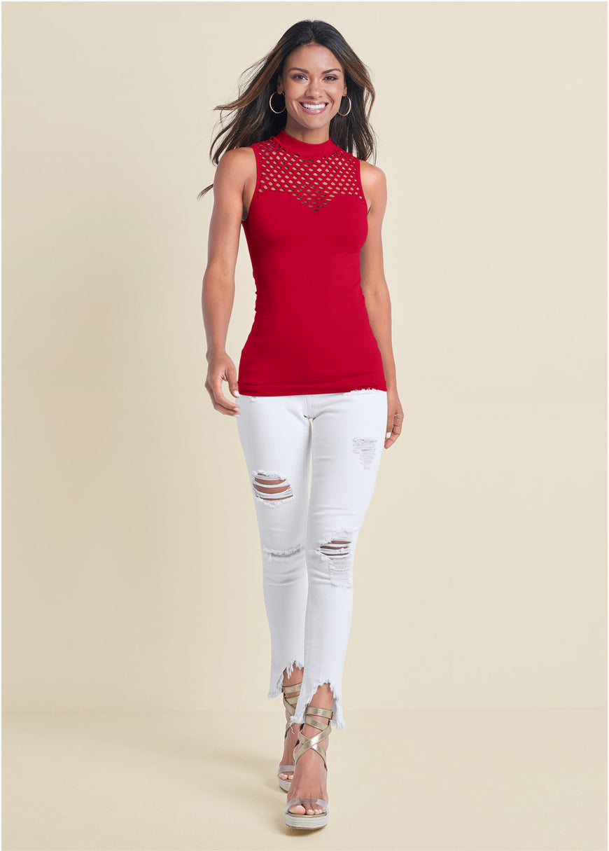 Sleeveless Seamless Top - Red