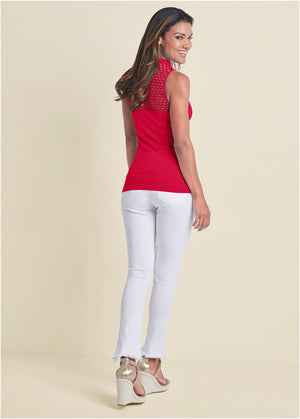 Sleeveless Seamless Top - Red - thumbnail-3