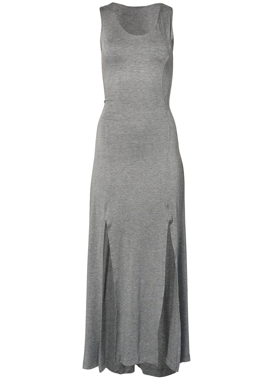 Robe longue décontractée à fente haute - Gris Chiné