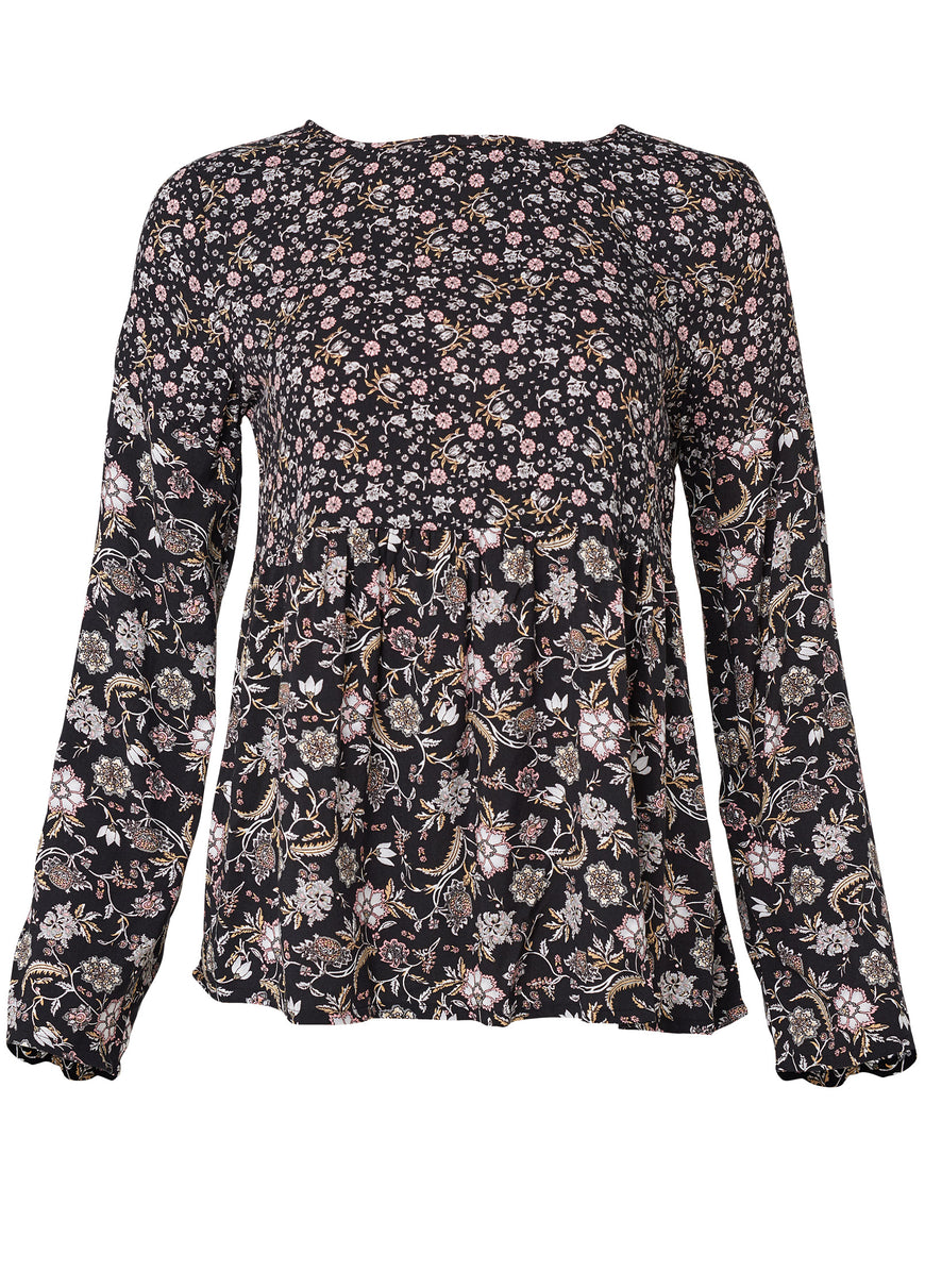 Floral Printed Top - Black Multi