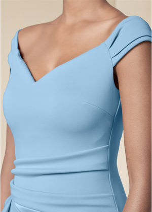 Ruffle Detail Dress - Light Blue - thumbnail-3