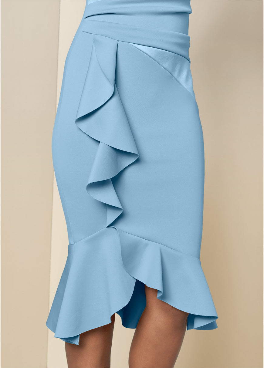 Ruffle Detail Dress - Light Blue