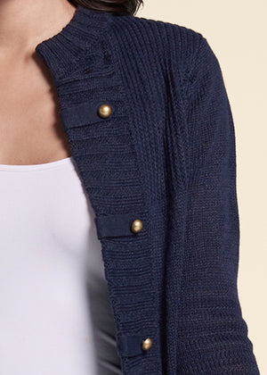 Tab Button Detail Duster - Navy - thumbnail-3