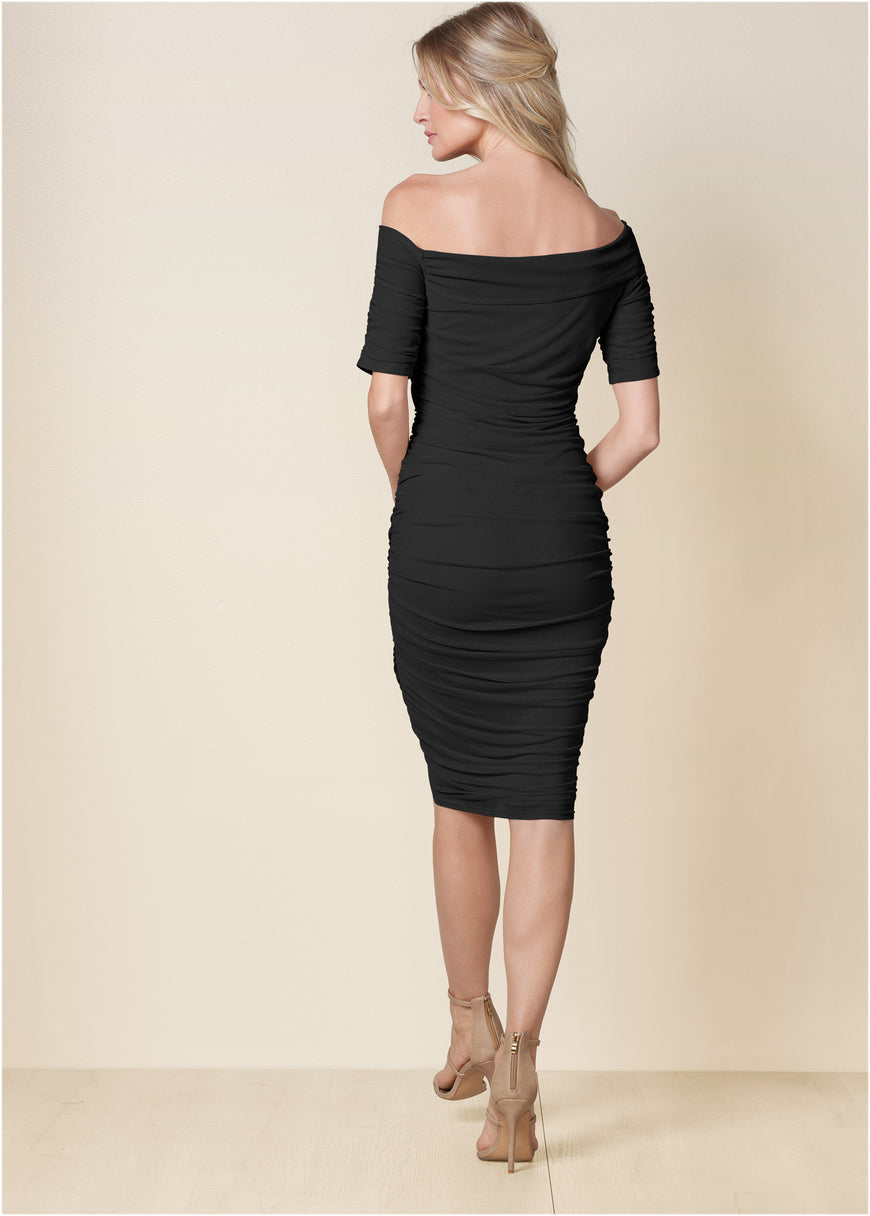 Ruched Mesh Bodycon Dress – VENUS