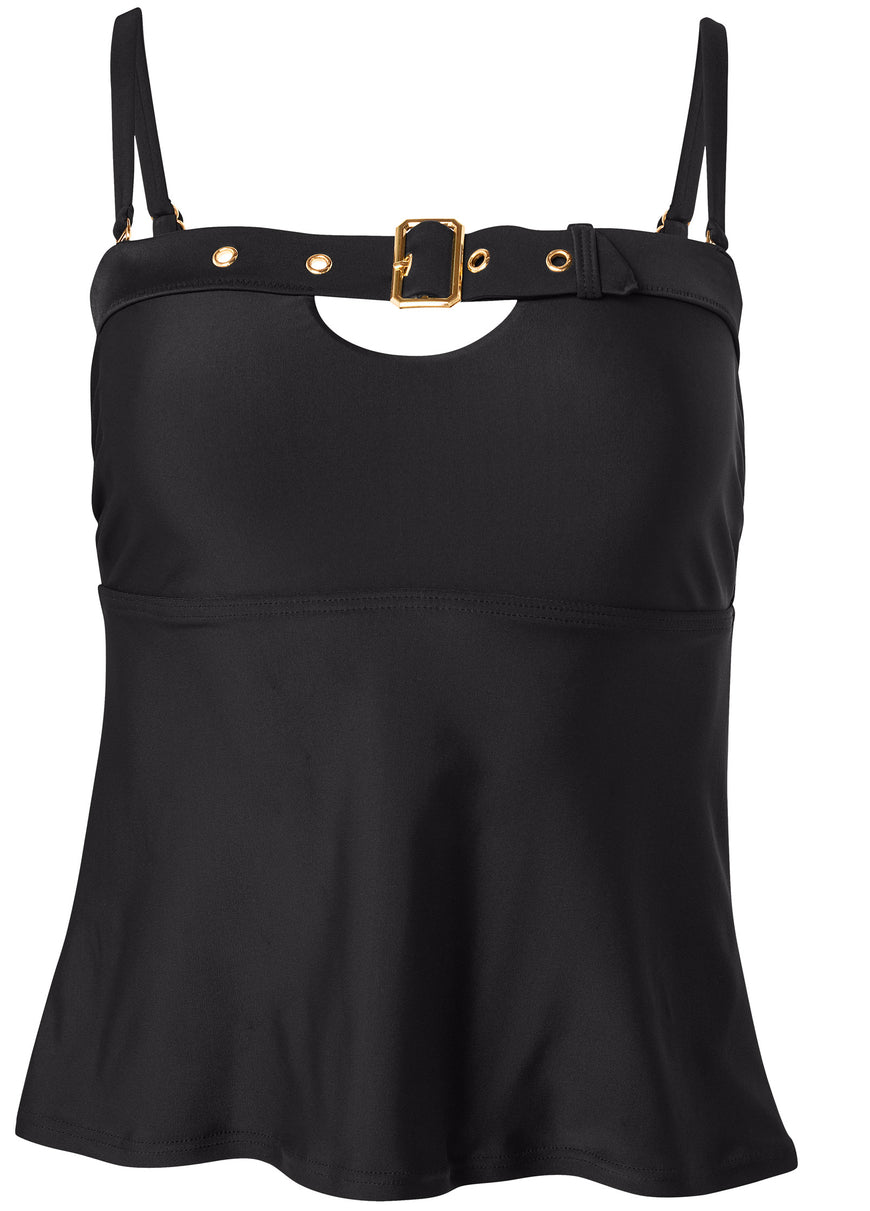 Jet set belted tankini - Black Beauty