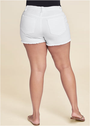 Jessica Cutoff Denim Shorts - White - thumbnail-8