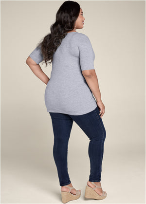 Long and lean tee - Light Heather Grey - thumbnail-12