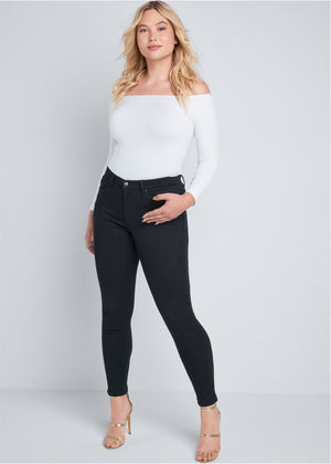 Heidi Skinny Jeans - Black Denim - thumbnail-7