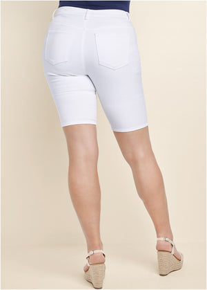 Jean Bermuda Shorts - White - thumbnail-12