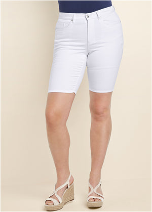 Jean Bermuda Shorts - White - thumbnail-11