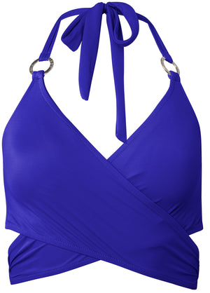 Laguna Wrap Bikini Top - Cobalt Blue - thumbnail-3