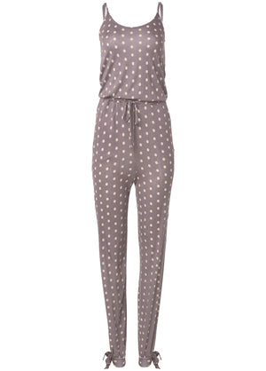 Polka Dot Jumpsuit - Taupe - thumbnail-5