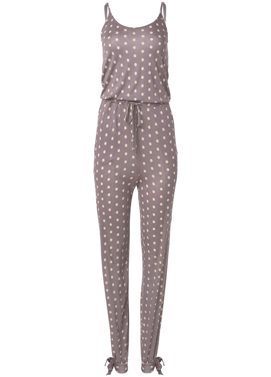 Polka Dot Jumpsuit - Taupe