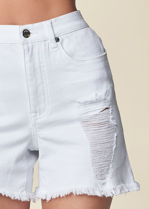 Short en jean effet vieilli - Denim Blanc - thumbnail-5