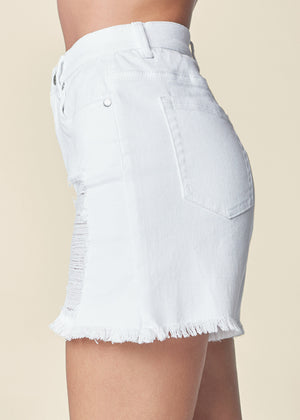 Short en jean effet vieilli - Denim Blanc - thumbnail-8