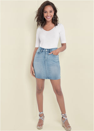 Mini Jean Skirt - Light Wash - thumbnail-1