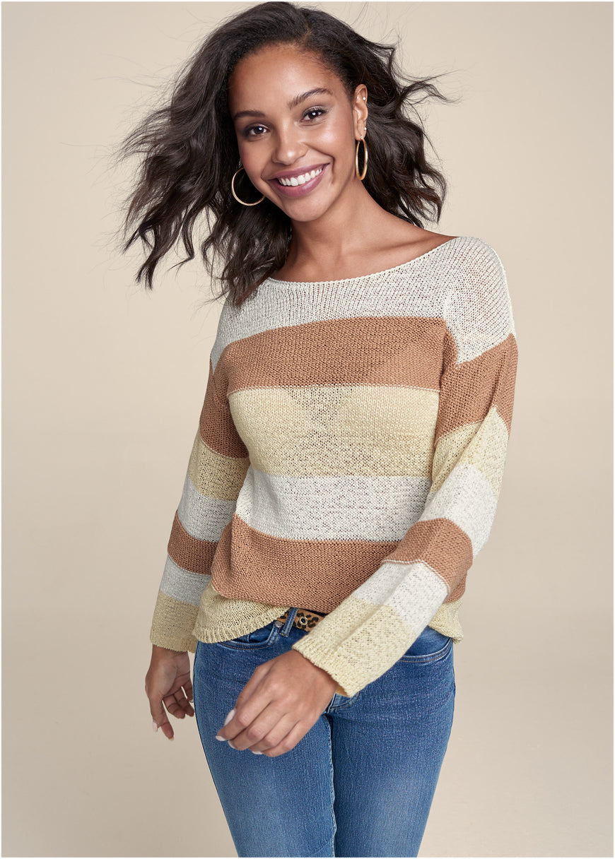 Pull rayé - Blanc Multi