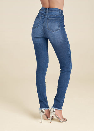 Jean skinny taille haute avec boutons - Délavage moyen - thumbnail-3