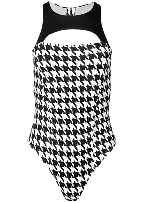 Gym To Swim One-Piece - Houndstooth - thumbnail-3