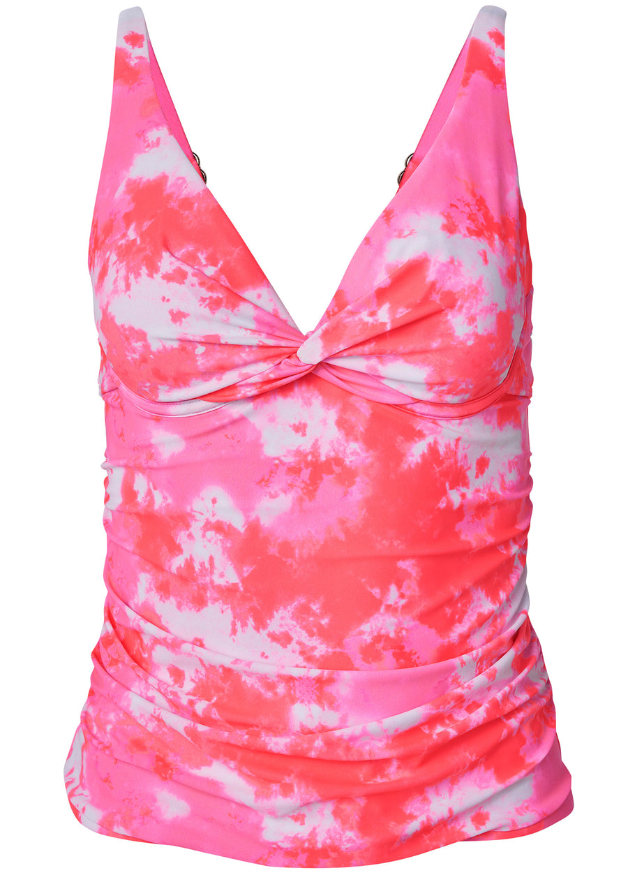 Underwire Twist Tankini - Coral Blast