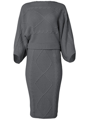 Two-Piece Sweater Dress - Dark Grey - thumbnail-5