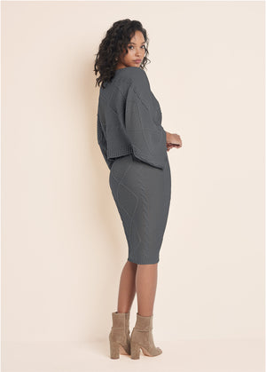 Two-Piece Sweater Dress - Dark Grey - thumbnail-2