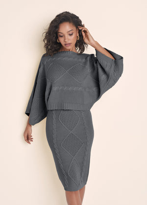 Two-Piece Sweater Dress - Dark Grey - thumbnail-6