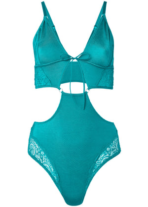 Teddy en satin avec découpes - Turquoise - thumbnail-5