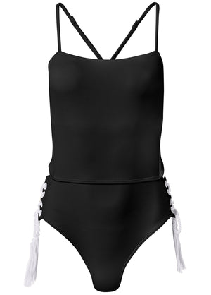 Bandeau Rope Trim One-Piece - Black Beauty - thumbnail-3