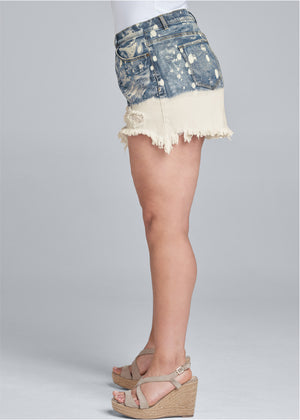 Bleached Jean Shorts - Denim Blue - thumbnail-14