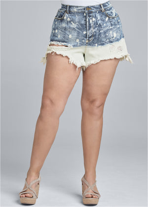 Bleached Jean Shorts - Denim Blue - thumbnail-12