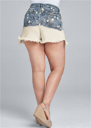 Bleached Jean Shorts - Denim Blue - thumbnail-13