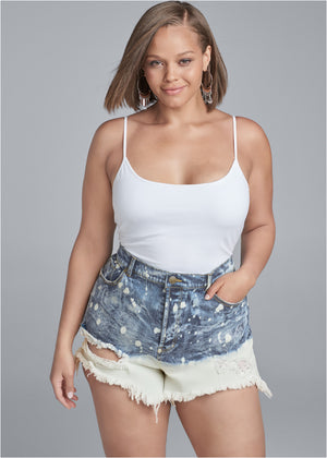 Bleached Jean Shorts - Denim Blue - thumbnail-17