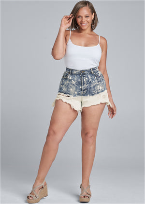 Bleached Jean Shorts - Denim Blue - thumbnail-18