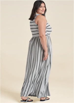 Casual maxi dress - Heather Grey & Black - thumbnail-7