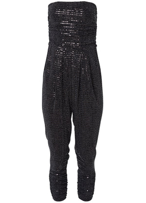 Ruched Sequin Jumpsuit - Black - thumbnail-5