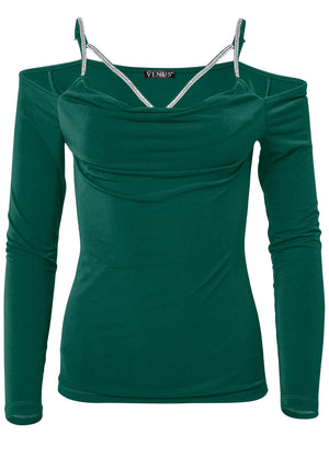 Embellished Strappy Top - Green - thumbnail-5