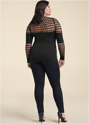 Seamless Fitted Cutout Top - Black - thumbnail-13