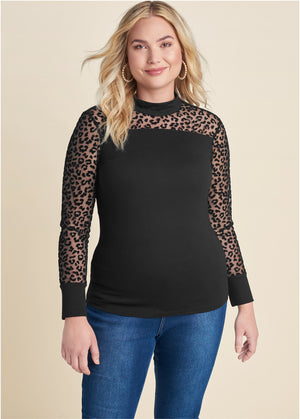 Mesh Detail Top - Black - thumbnail-9