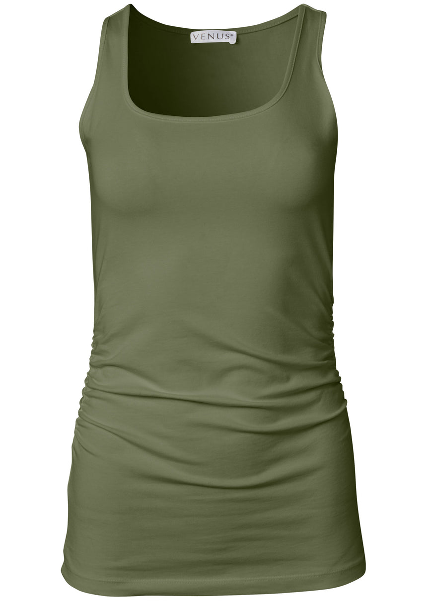 Square Neck Tank Top - Olive