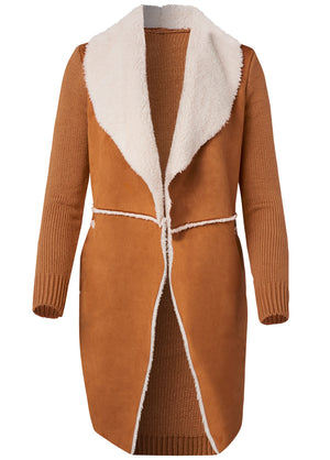 Faux-Shearling Lined Coat - Camel - thumbnail-6