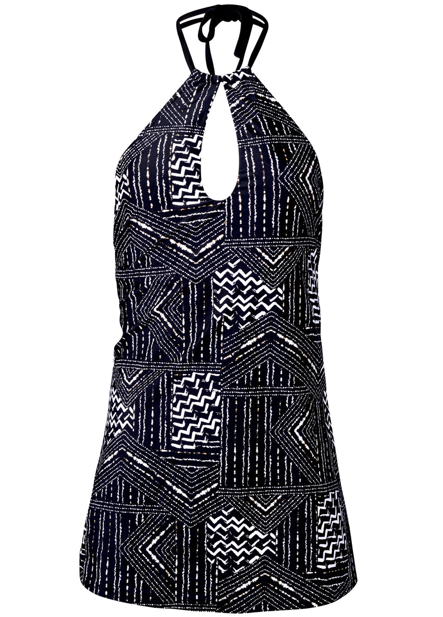 High Neck Swim Dress - Monochrome Moves