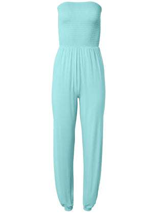 Smocked side slit jumpsuit - Mint - thumbnail-5