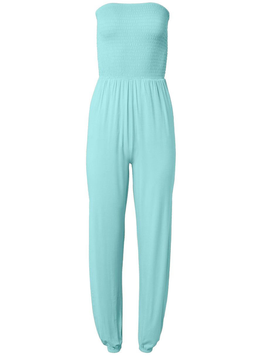 Smocked side slit jumpsuit - Mint