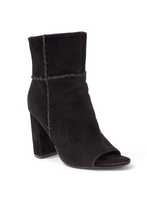 Whipstitch Peep Toe Booties - Black - thumbnail-1